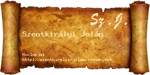 Szentkirályi Jolán névjegykártya